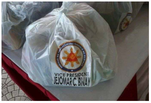 relief goods with VP Jejomar Binay Name